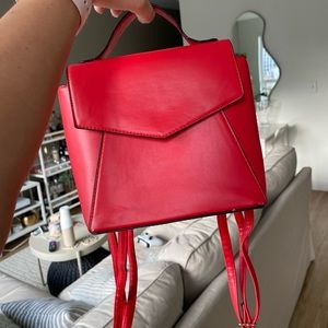 red faux leather mini backpack 🎒